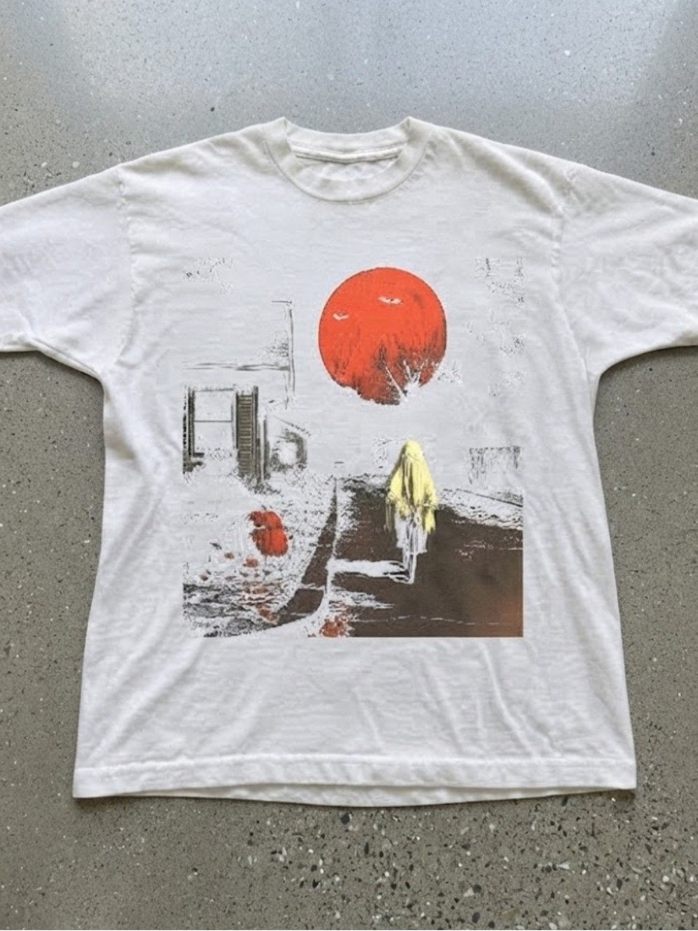 Halloween Eerie Red Moon Figure Graphic White Cotton Gildan Tee